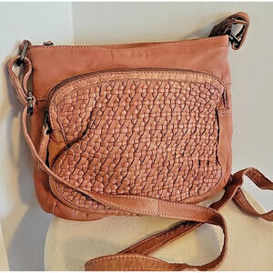CIVICO 9 Woven Tan Leather Crossbody Bag BOHO